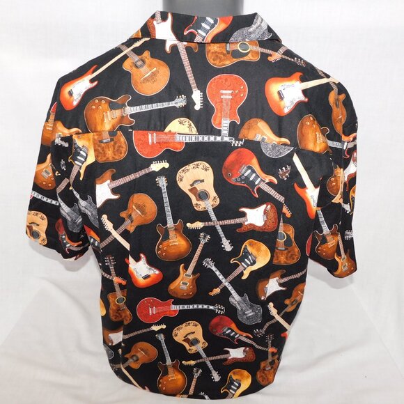 Paradise Found Mens L Acoustic Electric Guitars Allover Print Hawaiian Shirt - Picture 11 of 13
